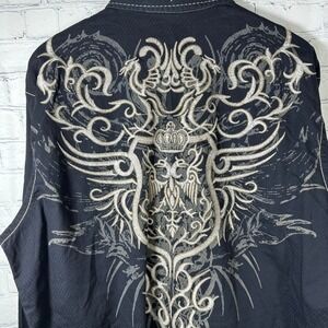 Roar Strength Refined Mens XL Black Embroidered Button Down Shirt Colossal